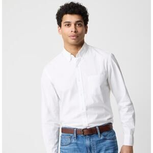 J.Crew Classic Fit Flex Casual Shirt Men M White Button Down Long Sleeve Stretch